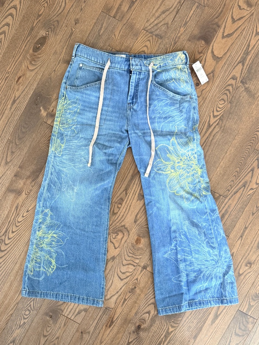 Pilcro Ellis High-Rise Wide-Leg Drawstring Jeans